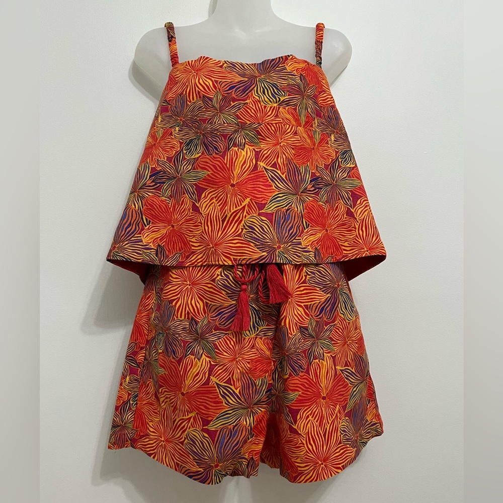 House of Harlow 1960 Red and Orange Patterned Co-ord Set